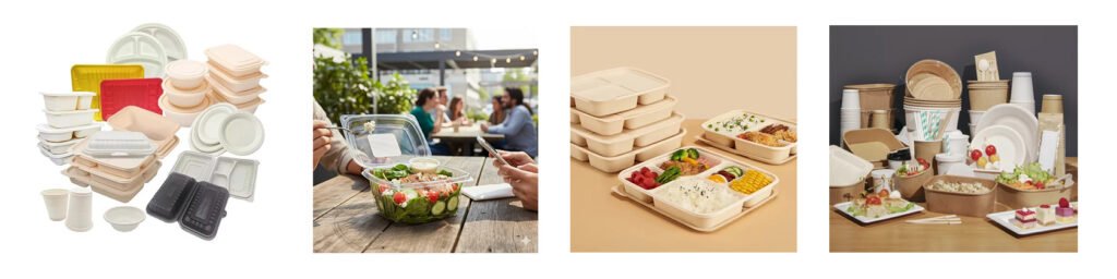 Food containers made of different biodegradable materials